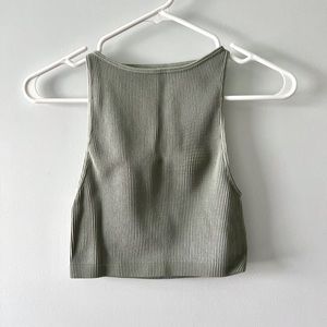 Cotton On Sage Green Benni High Neck Seamless Top, Size XS/S